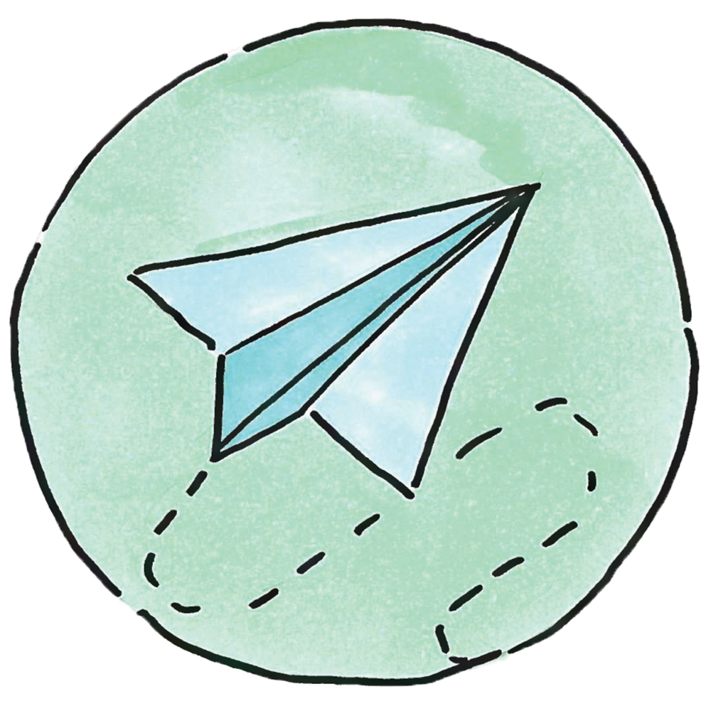Button "Papierflieger" führt zur Themenseite Ansprechpartner im Grundschulbereich.