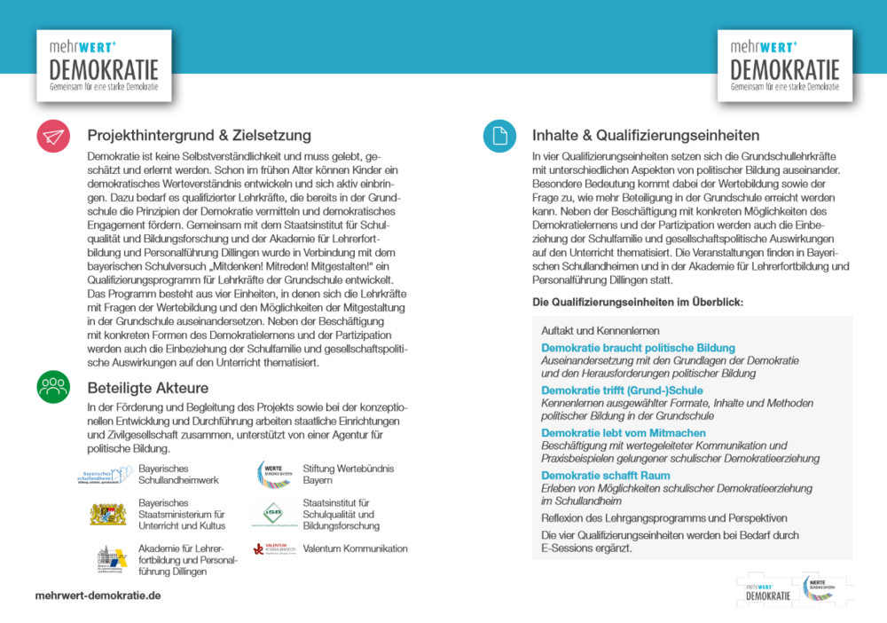 Das Bild zeigt Elemente des Qualifizierungslehrgangs im Rahmen des Schulversuches.