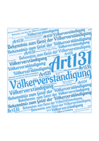 Bild zeigt Wordle mit Verfassungstext zur Völkerverständigung